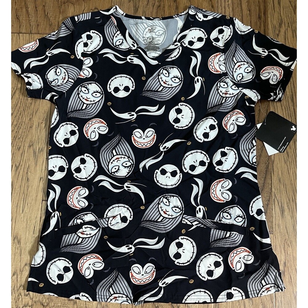Disney Nightmare Before Christmas Scrub Top Jack Skellington. Women Sz Sm. NWT